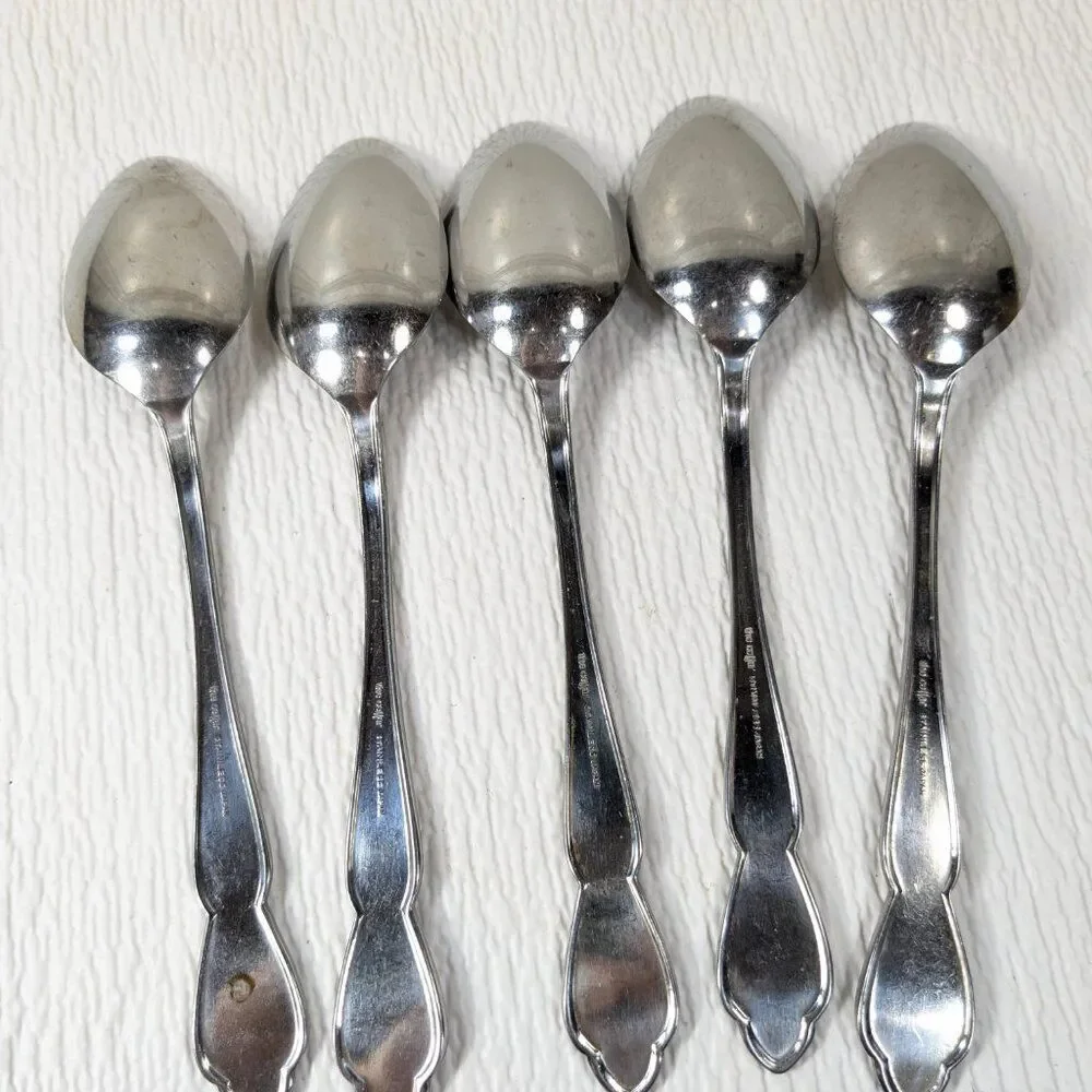 Vintage The Cellar LIVINGSTON place oval soup spoon SET 5 Stainless‎ steel